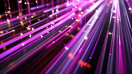 Poster - vibrant abstract background with dynamic lines and glowing particles in pink and purple, creating en