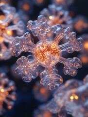Leinwandbilder - Hyper-detailed close-up view of adeno-associated virus capsid proteins in a cellular environment