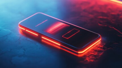 Aufkleber - Sleek smartphone showcasing minimalist digital wallet interface with futuristic lighting in a modern financial technology environment