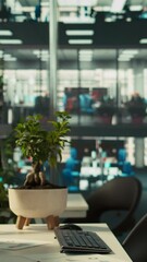 Poster - vertical video business graphs and performance metrics on monitors in workplace, handheld camera sho