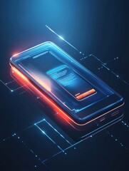 Aufkleber - Sleek modern smartphone displaying a digital wallet interface with futuristic lighting and clean financial design concept