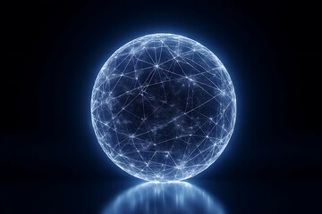 Fototapete - Dynamic visualization of a network sphere dark background digital art futuristic concept