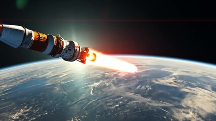 Poster - Spaceship Launches Into the Night Sky on a Space Exploration Mission Generative AI