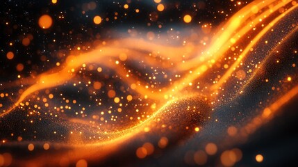 Poster - a radiant cosmic stream of glittering golden particles creating a mesmerizing ethereal display against a deep space backdrop