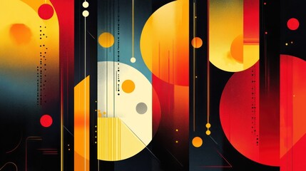 Poster - geometric symphony warm tones abstract composition sleek lines rounded shapes contemporary design rich color palette modern art