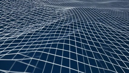 Poster - 3d grid pattern creates illusion of waves on a dark background generative ai