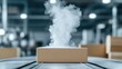 © PACESTOCK - Steam rising from a cardboard box on a factory production line