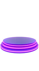 Fototapete - 3D Rendered Abstract Stage Podium with Neon Lights on Isolated Transparent Background