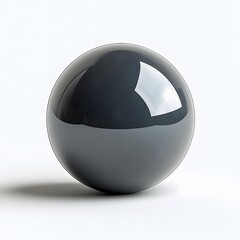 Poster - A single, dark gray sphere with a highly reflective surface is isolated on a white background. The sphere's smooth texture and highlights its geometric perfection  Isolated on a white background.