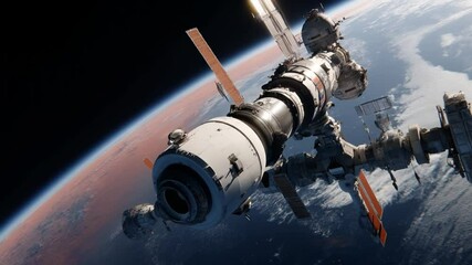 Poster - Satellite Orbiting Earth Displays Technology in Outer Space Generative AI
