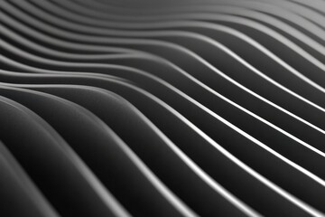 Poster - Elegant optical illusion created by fine parallel lines forming a three-dimensional pattern in soft monochrome shades