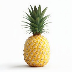 Poster - Close up of a ripe pineapple on a white background. Fruit Isolated on a white background. Ripe Pineapple. Single Ripe Pineapple on White Background