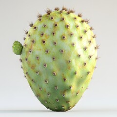 Aufkleber - A detailed close-up shot of a single prickly pear cactus fruit against a light background. Fruit Isolated on a white background. Close-up of a Prickly Pear Cactus Fruit