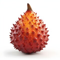Poster - Close-up of a single, vibrant chirimoya fruit. Its spiky texture and rich colors are beautifully highlighted against a plain white background. Fruit Isolated on a white background. Salak Fruit