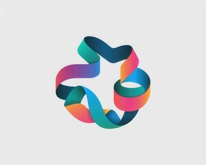 Aufkleber - Abstract Ribbon Swirl in Vibrant Gradients - Modern Graphic Element Design