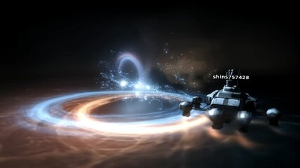 Poster - Space Quasar With Ship Emerging From Hyperdrive Warp Speed Generative AI