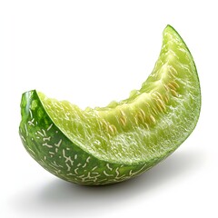 Poster - A vibrant image of a honeydew melon slice, juicy texture and bright green color. Perfect for culinary, food, and healthy lifestyle content. Fruit Isolated on a white background. Sliced Bitter Melon