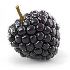 Poster - A detailed image of a single, ripe blackberry, showing its rich dark color and texture against a white background. Fruit Isolated on a white background. Blackberry