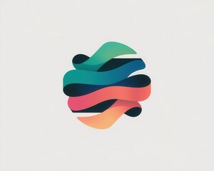 Aufkleber - Abstract gradient flowing ribbons forming dynamic circular arrangement