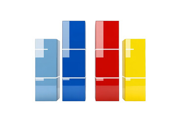 Fototapete - Colorful 3D Abstract Shapes On Transparent Background Illustration