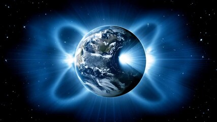 Poster - Visualizing Earth's Magnetic Poles From Space With Vivid Detail Generative AI