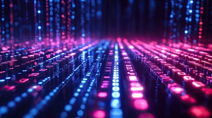 Digital abstract futuristic view of a data processing information flow