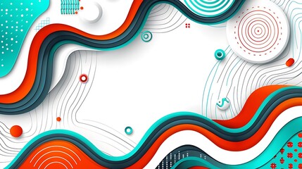 Poster - Abstract three dimensional layered design with curved color elements