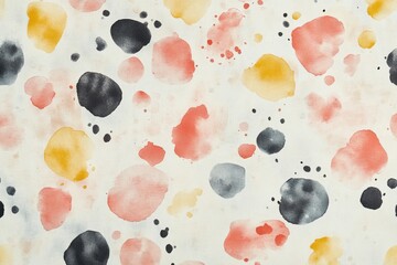 Fototapete - Stylish watercolor pattern with scattered abstract spots in soft pastel tones and balanced spacing