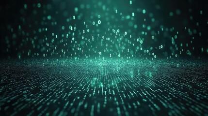 Abstract Digital Illustration Depicting Binary Code Falling From Above