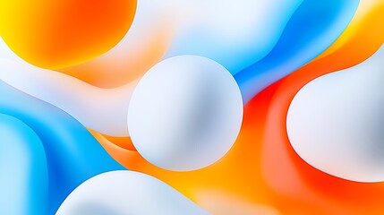 Fototapete - Abstract Colorful Background with Swirling Blue Orange and White Spheres