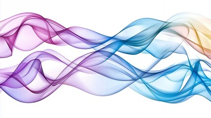 Poster - Abstract Colorful Flowing Waves on White Background