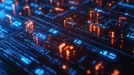 An abstract artistic depiction of a digital computer circuit board