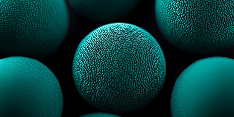 Poster - Group of textured turquoise spheres creating abstract pattern