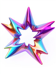 Aufkleber - Iridescent star shape shining with vibrant colors on white background