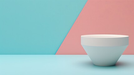 Poster - A simple white bowl on colorful geometric background design