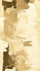 Poster - A painting with a brown and tan background and a white line. The painting has a lot of texture and he is abstract