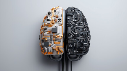 Fototapete - Artificial intelligence brain illustrating machine learning and neural network