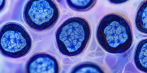 Poster - Microscopic view of cells dividing and multiplying showing biological processes