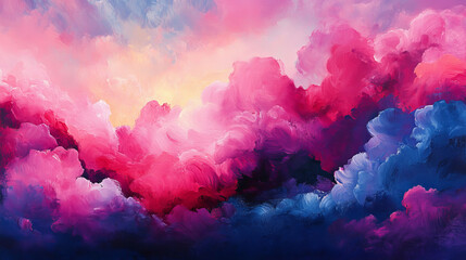 Wall Mural - pink and blue clouds create dreamy atmosphere