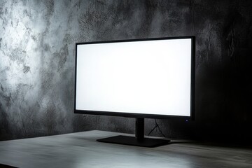 Poster - Sleek desktop monitor with bright screen enhancing minimalistic workspace aesthetics in a clean professional environment
