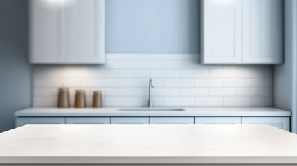 Aufkleber - Empty marble tabletop in front of blurred modern kitchen