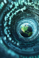 Poster - Exploring global connectivity through data visualization digital realm infographic abstract aerial view technology insights