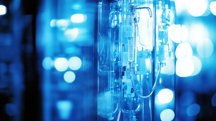 Poster - A blue background with a blue object in the foreground. The object is a light bulb