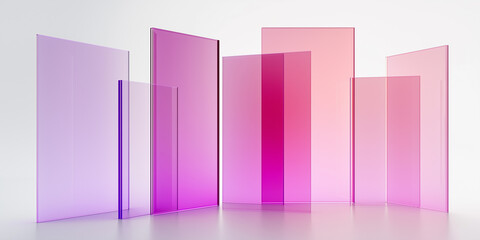 Aufkleber - Pink and purple glass panels standing on white surface