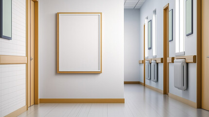 Poster - Empty frame hanging on clinic wall, showing copy space for advertisement