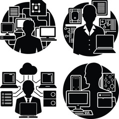 Leinwandbilder - Computing & Data silhouette vector