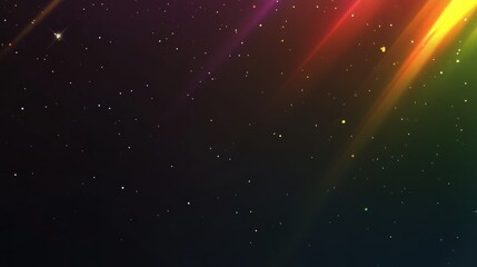 Wall Mural - Colorful streams of light shine in a dark star filled space