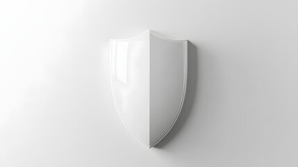 Fototapete - Cyber security safety shield in minimalistic style. 3d vector illustration. white background