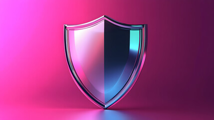 Wall Mural - cyber security safety shield in minimalistic style. 3d vector illustration. white background