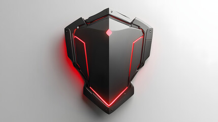 Fototapete - Cyber security safety shield in minimalistic style. 3d vector illustration. white background